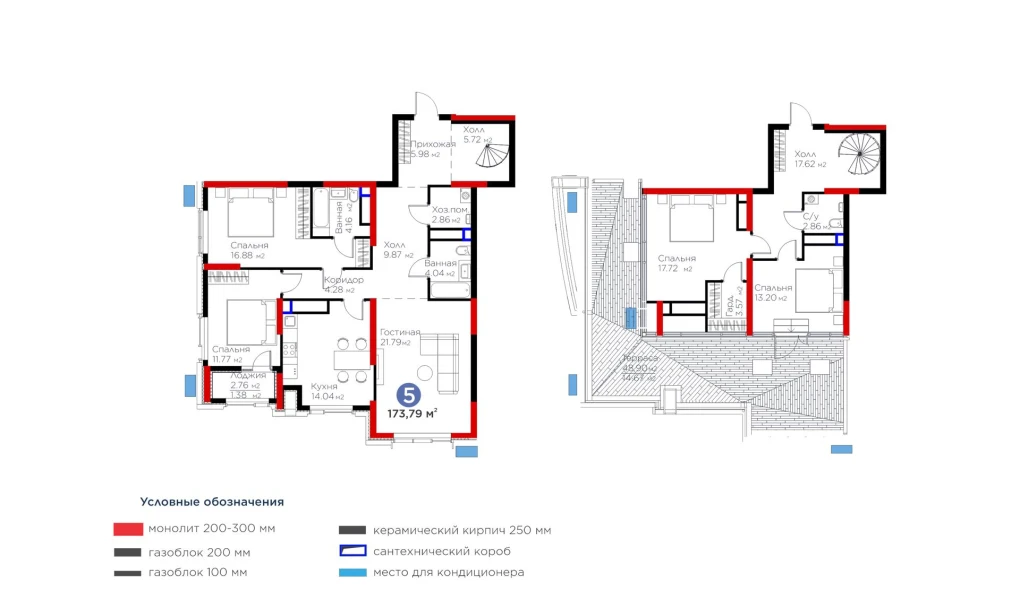 5-комнатная квартира 173.79 м²  15/15 этаж