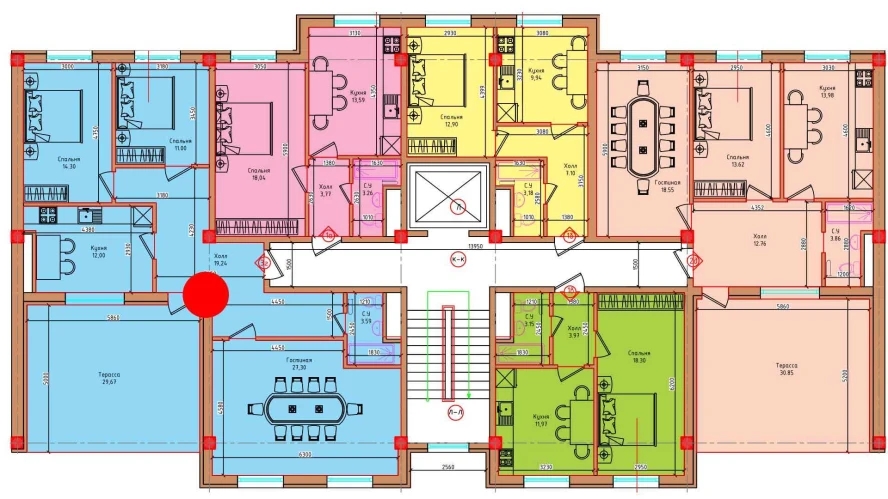 3-xonali xonadon 117.1 m²  8/8 qavat