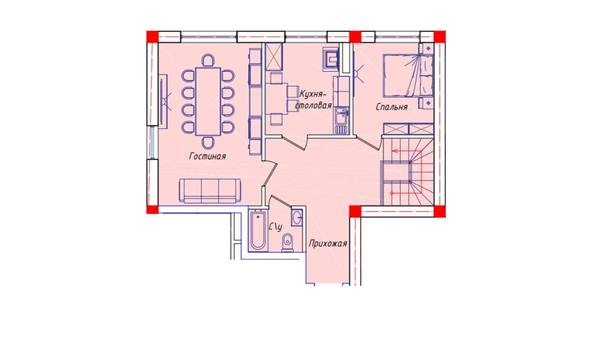 5-xonali xonadon 128.8 m²  1/8 qavat | STAR HOUSE RESIDENCE Turar-joy majmuasi