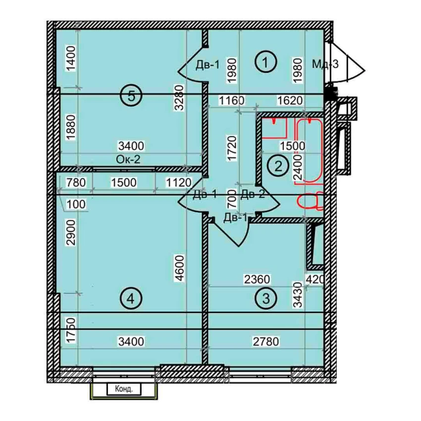 2-xonali xonadon 51.3 m²  3/9 qavat | Uchtepa Avenue Turar-joy majmuasi