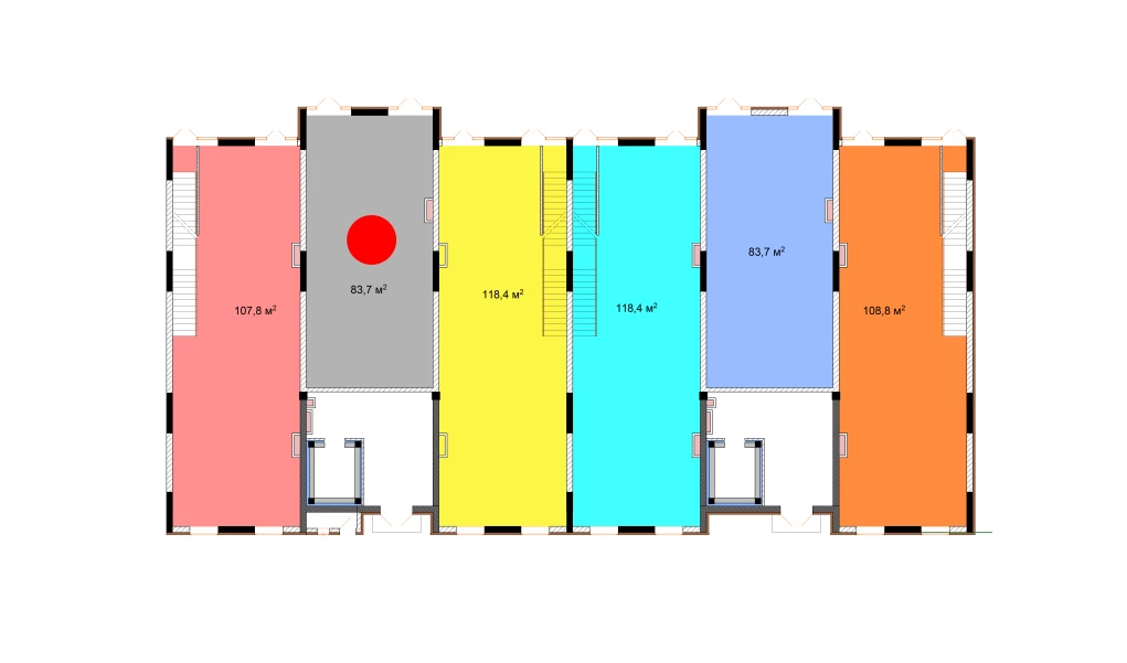 1-комнатная квартира 83.7 м²  1/1 этаж