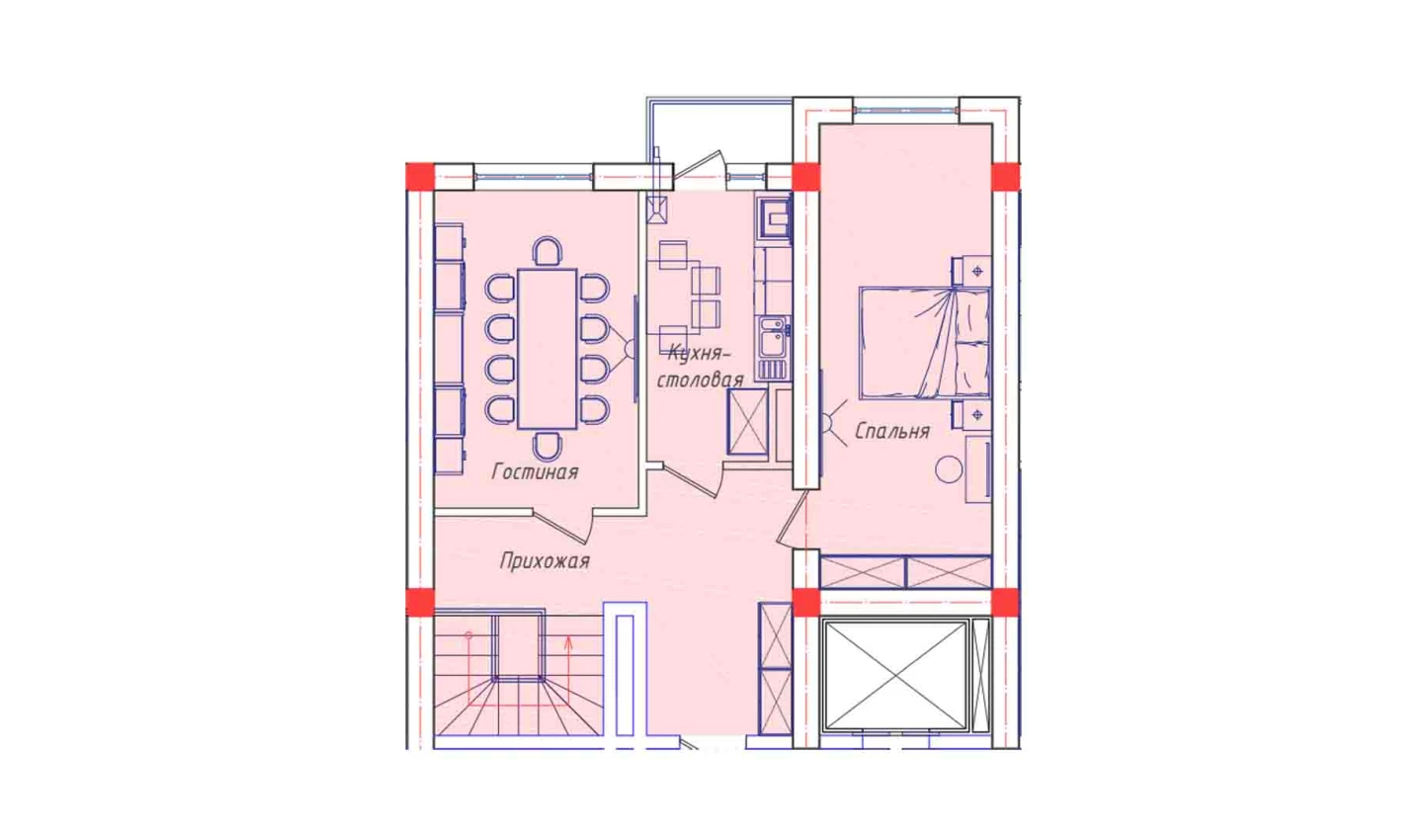 2-комнатная квартира 62.8 м²  3/3 этаж