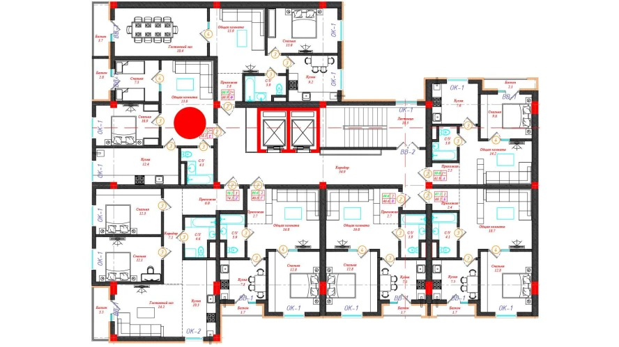 2-xonali xonadon 58.5 m²  3/12 qavat | CHINARA PARK Turar-joy majmuasi