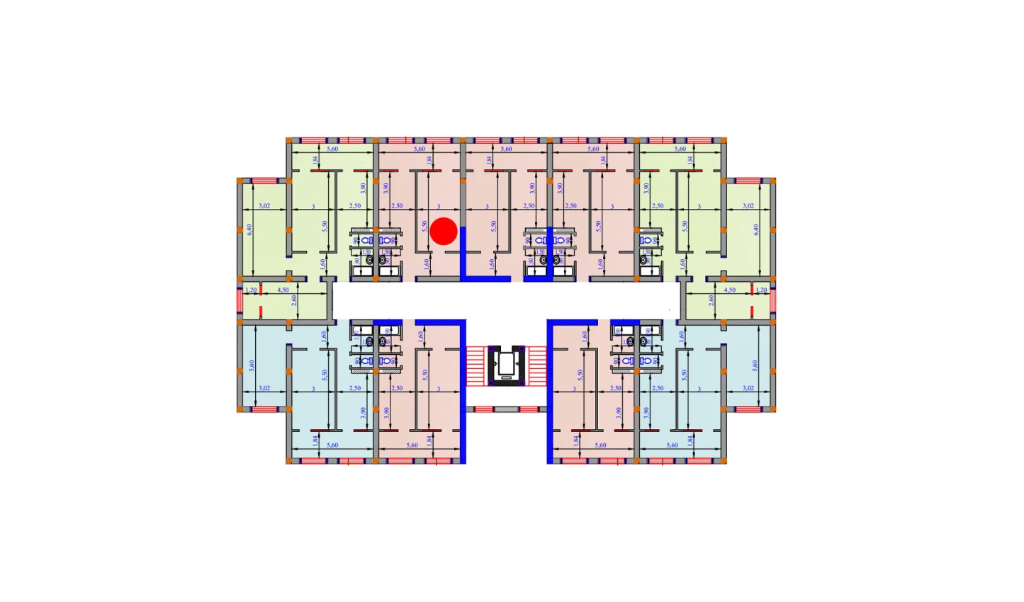 1-xonali xonadon 57.4 m²  2/2 qavat