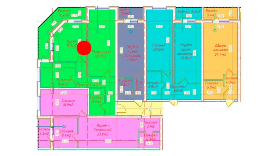 2-xonali xonadon 79.5 m²  3/3 qavat