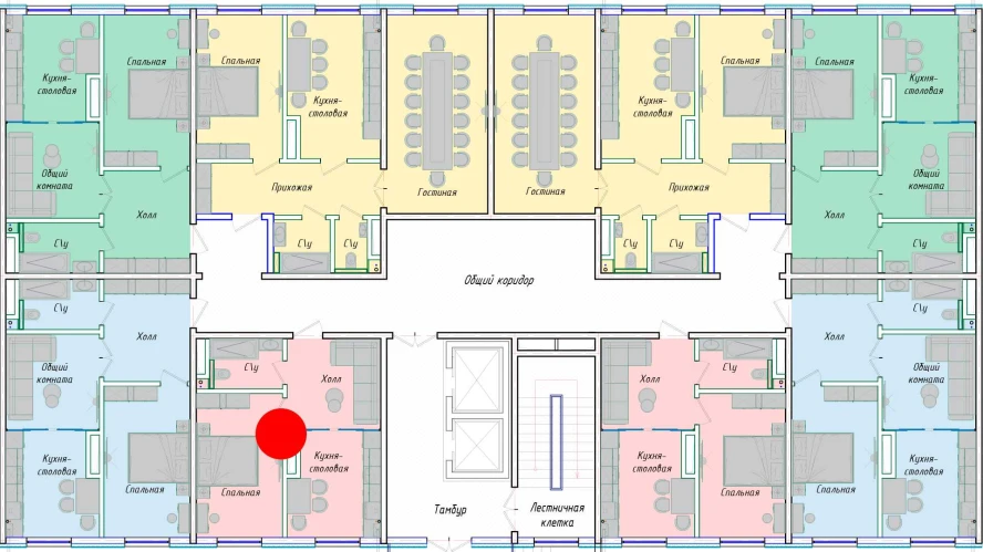 1-комнатная квартира 39.02 м²  1/1 этаж