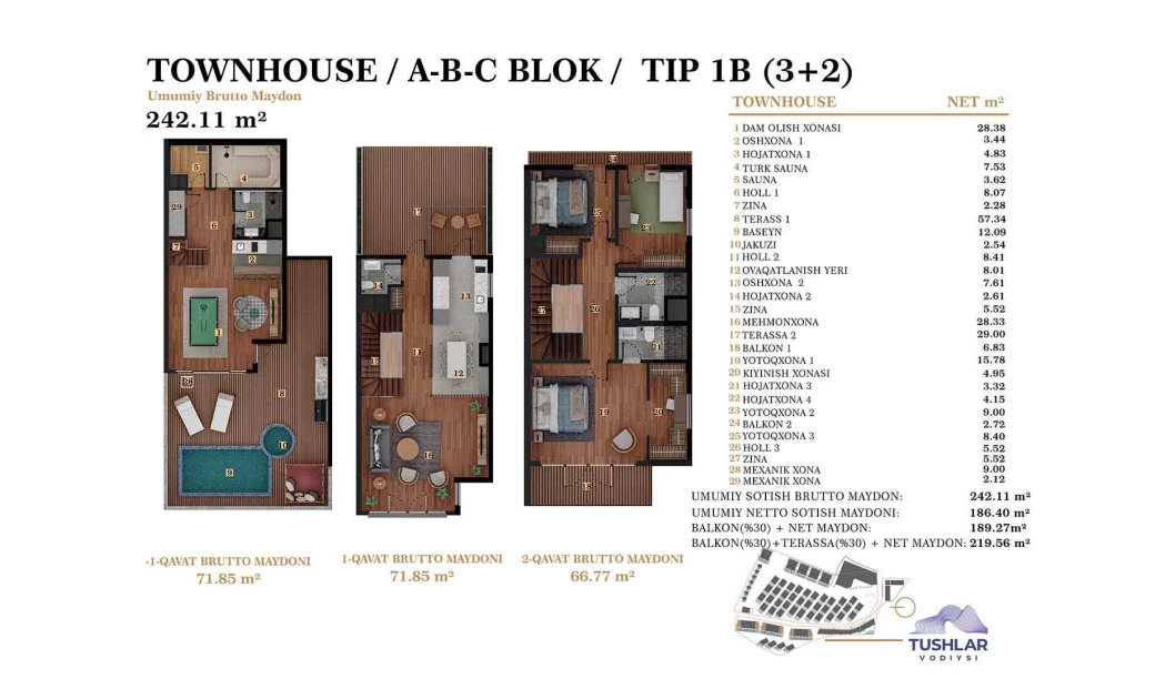 5-комнатная квартира 219.556 м²  1/1 этаж