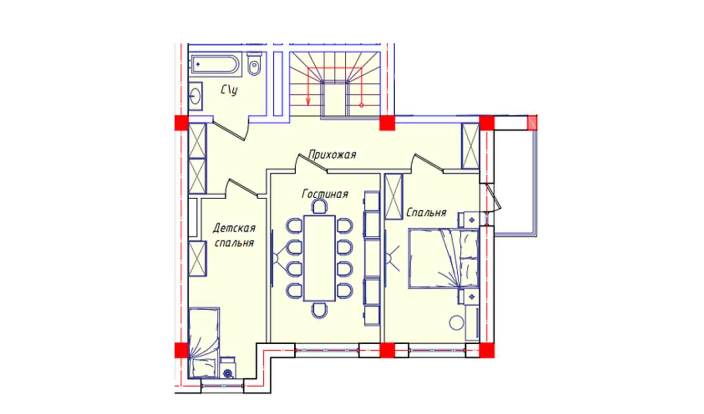 3-комнатная квартира 63.4 м²  8/8 этаж