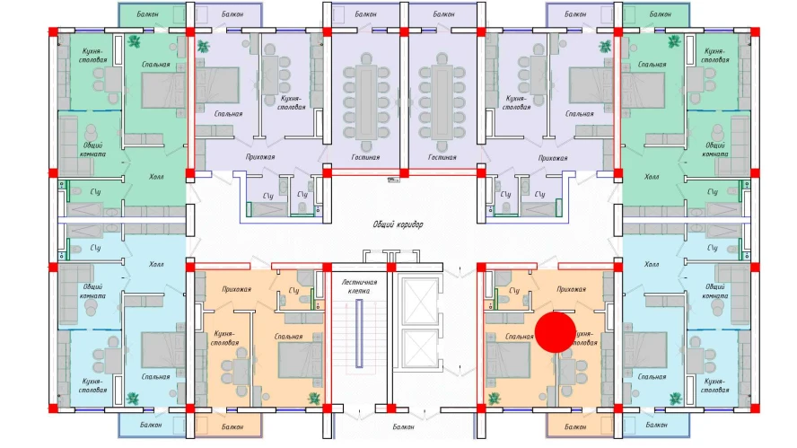 1-xonali xonadon 40.69 m²  5/5 qavat