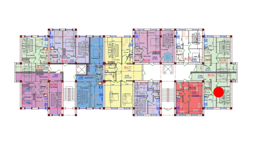 2-комнатная квартира 54.6 м²  1/1 этаж