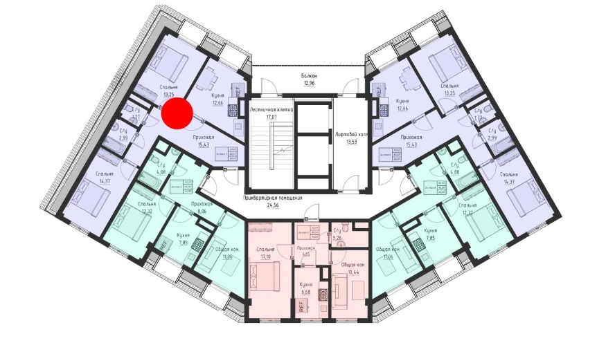 2-комнатная квартира 60.47 м²  15/15 этаж