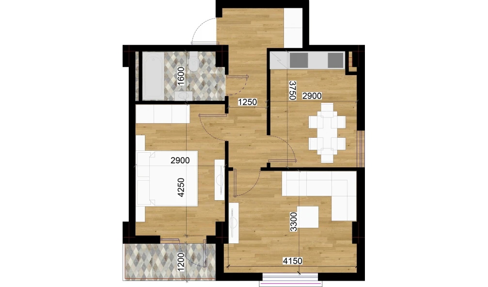 2-комнатная квартира 54.68 м²  7/7 этаж