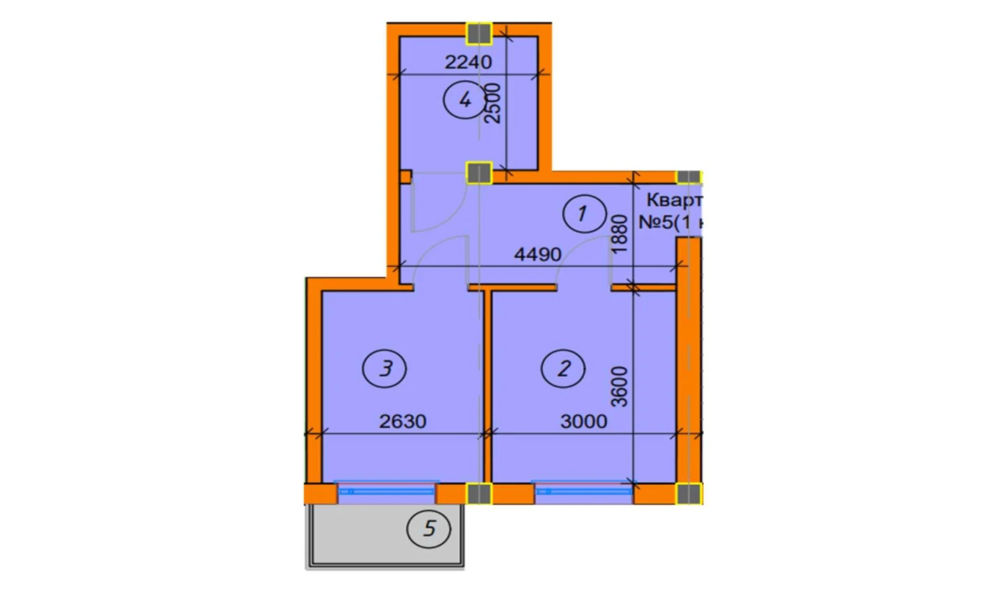 1-xonali xonadon 34.2 m²  4/4 qavat