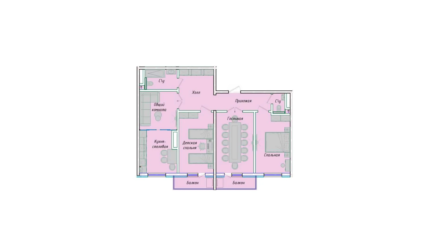 4-комнатная квартира 98.7 м²  8/8 этаж