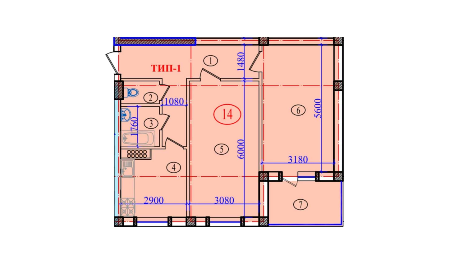 2-комнатная квартира 77.6 м²  4/4 этаж