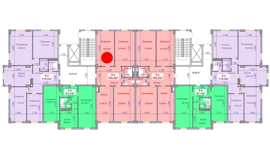 3-комнатная квартира 108.47 м²  1/1 этаж