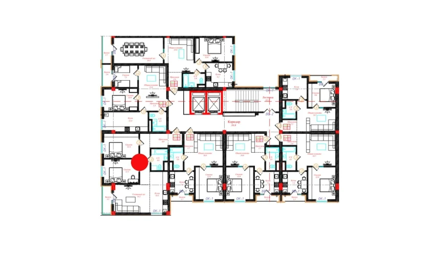 3-xonali xonadon 74.2 m²  4/10 qavat | CHINARA PARK Turar-joy majmuasi