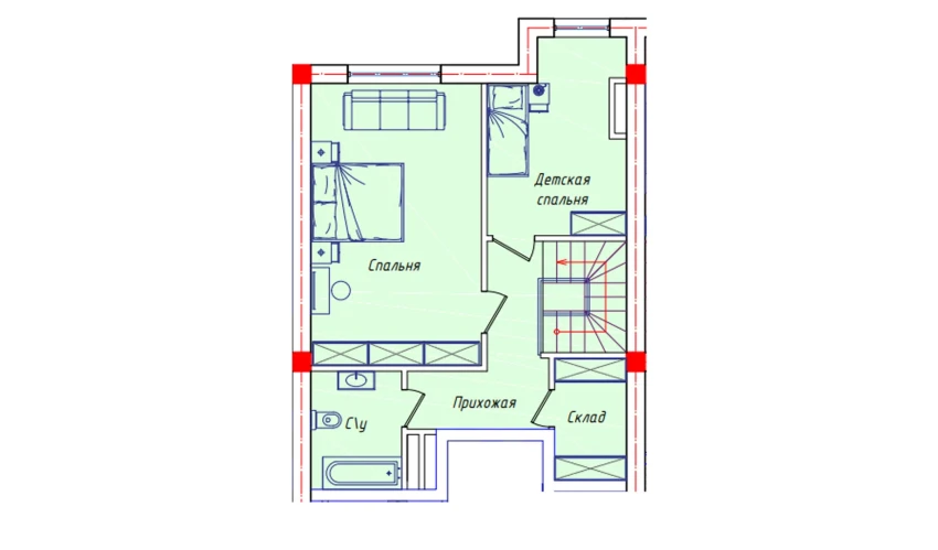 2-xonali xonadon 57.7 m²  8/8 qavat