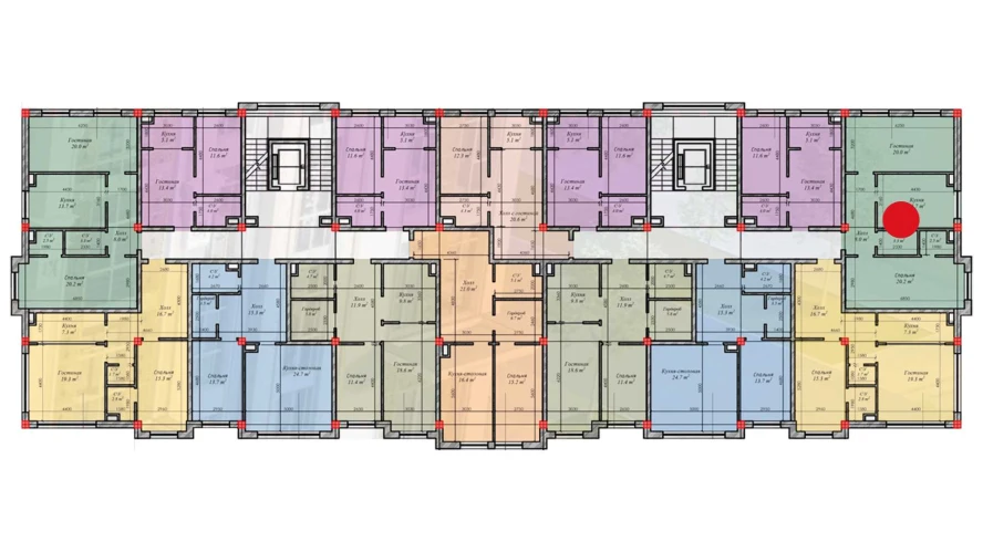 2-xonali xonadon 67.7 m²  4/4 qavat