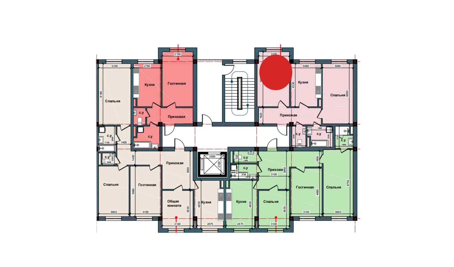 2-комнатная квартира 71.3 м²  2/2 этаж