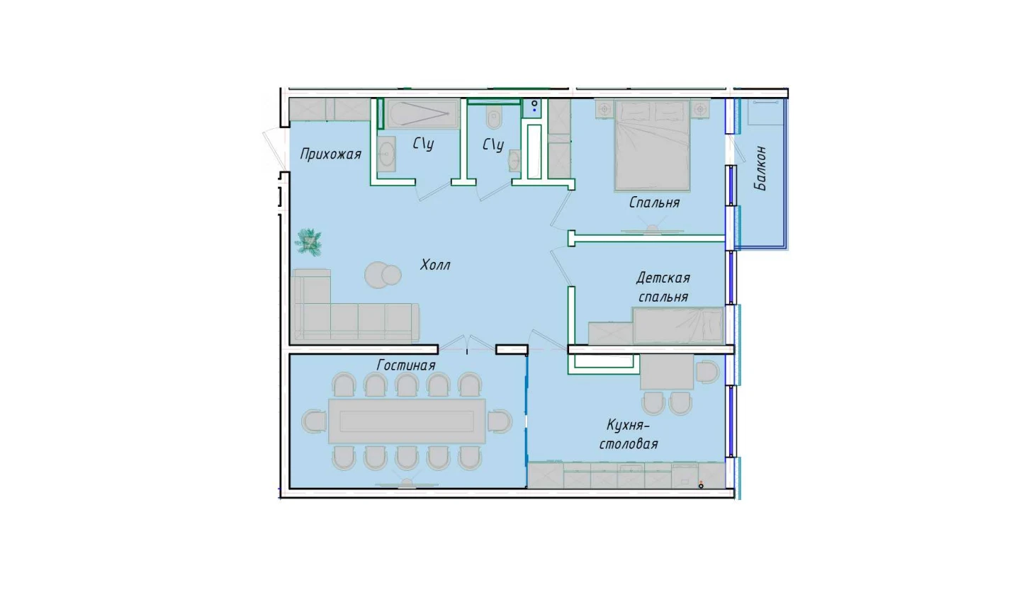 3-комнатная квартира 83.47 м²  9/9 этаж