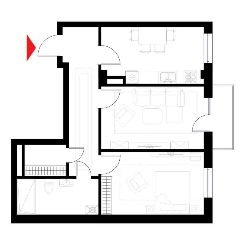 2-xonali xonadon 69.5 m²  5/6 qavat | CHOSHTEPA GARDEN Turar-joy majmuasi