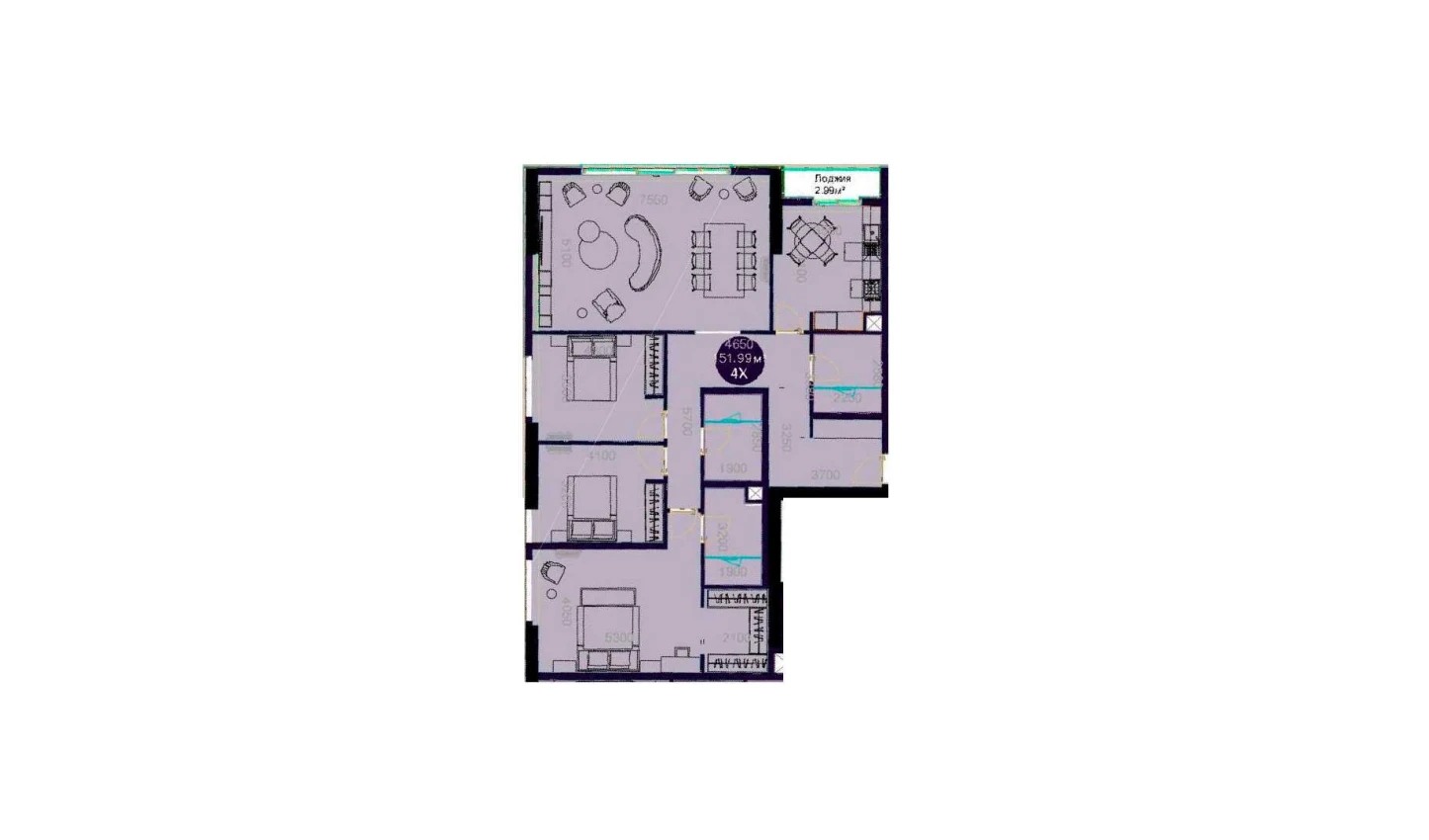 4-комнатная квартира 151.99 м²  2/2 этаж