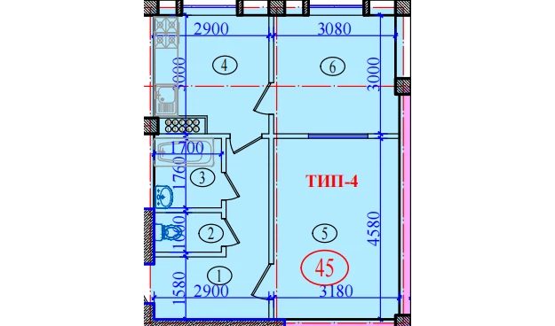 2-xonali xonadon 51.2 m²  7/7 qavat