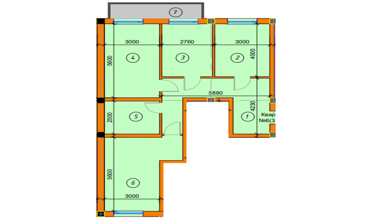 3-комнатная квартира 86.31 м²  3/3 этаж