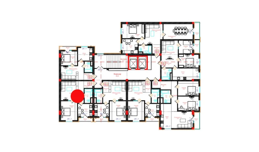 2-xonali xonadon 49.2 m²  4/10 qavat | CHINARA PARK Turar-joy majmuasi