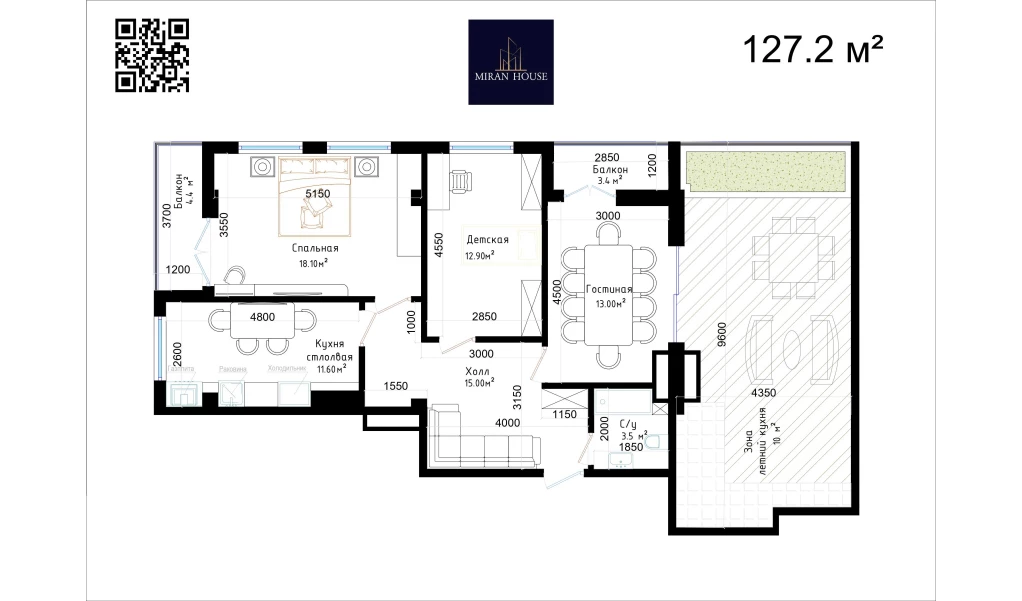 3-xonali xonadon 88 m²  13/13 qavat