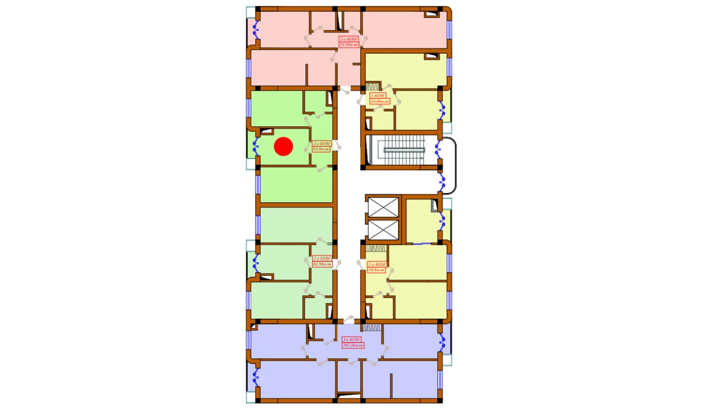 2-комнатная квартира 63 м²  12/12 этаж