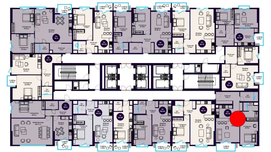 2-комнатная квартира 78.19 м²  4/4 этаж