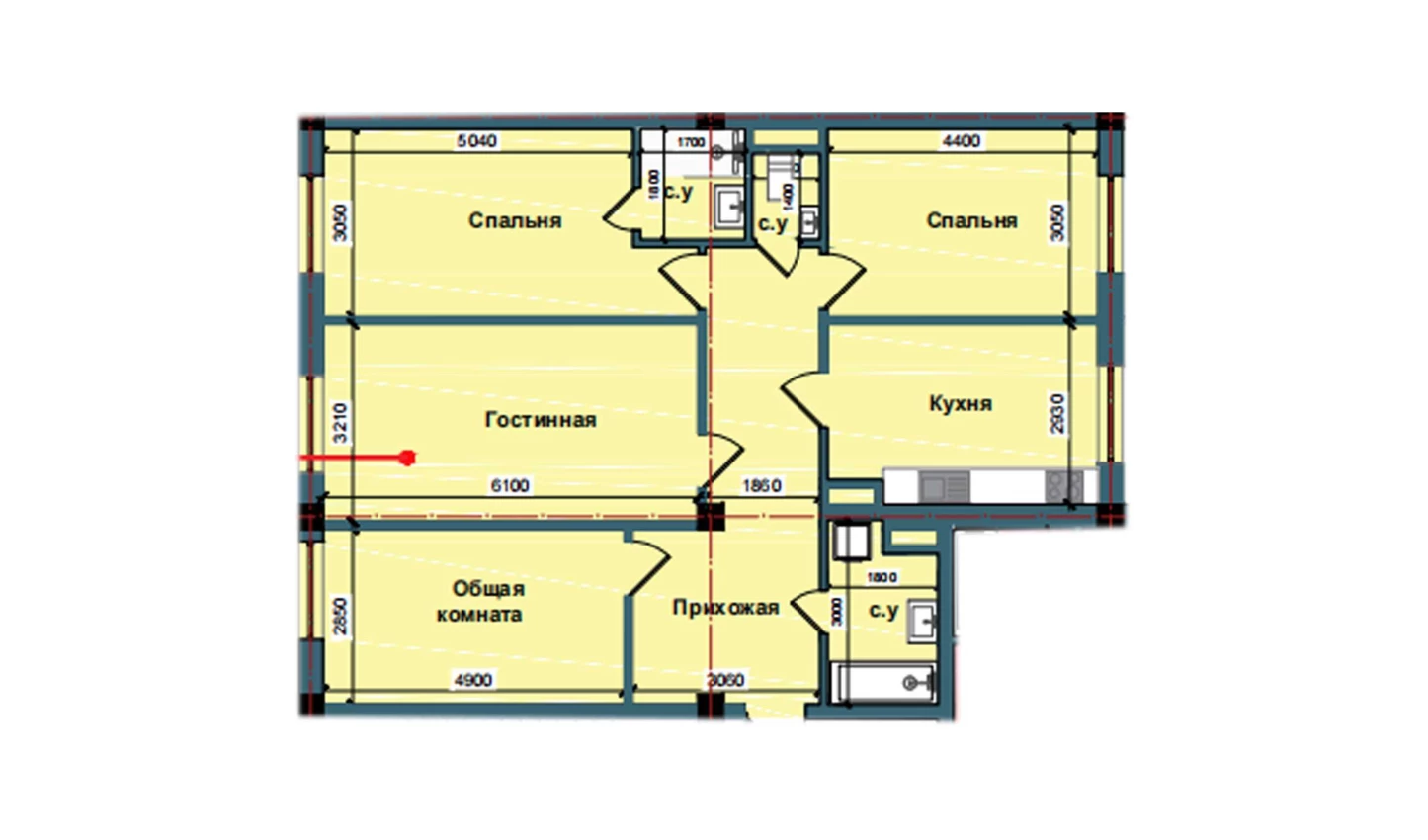 4-комнатная квартира 109.3 м²  2/2 этаж