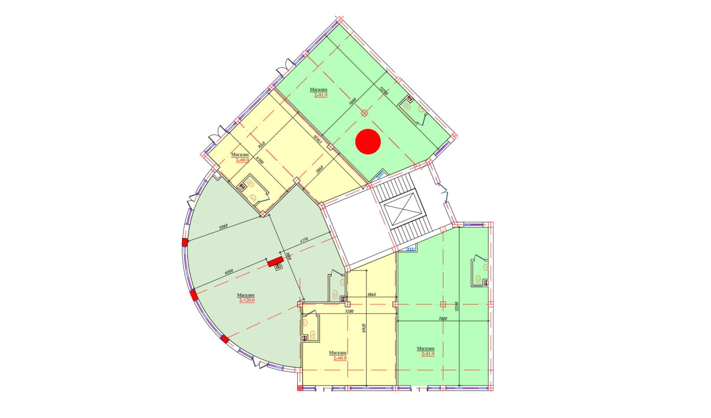 1-xonali xonadon 81.9 m²  1/1 qavat