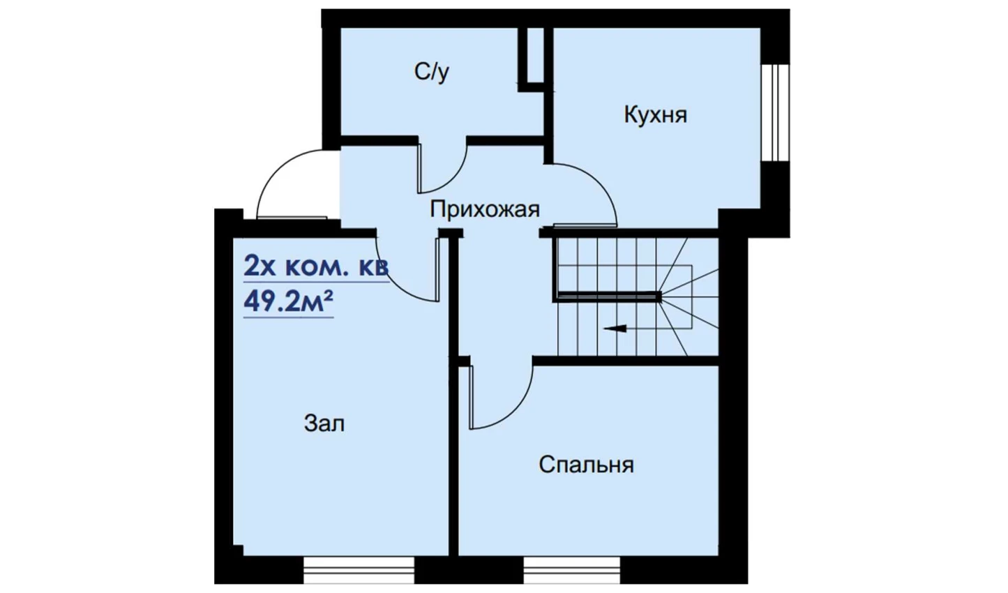 2-комнатная квартира 49.2 м²  1/1 этаж