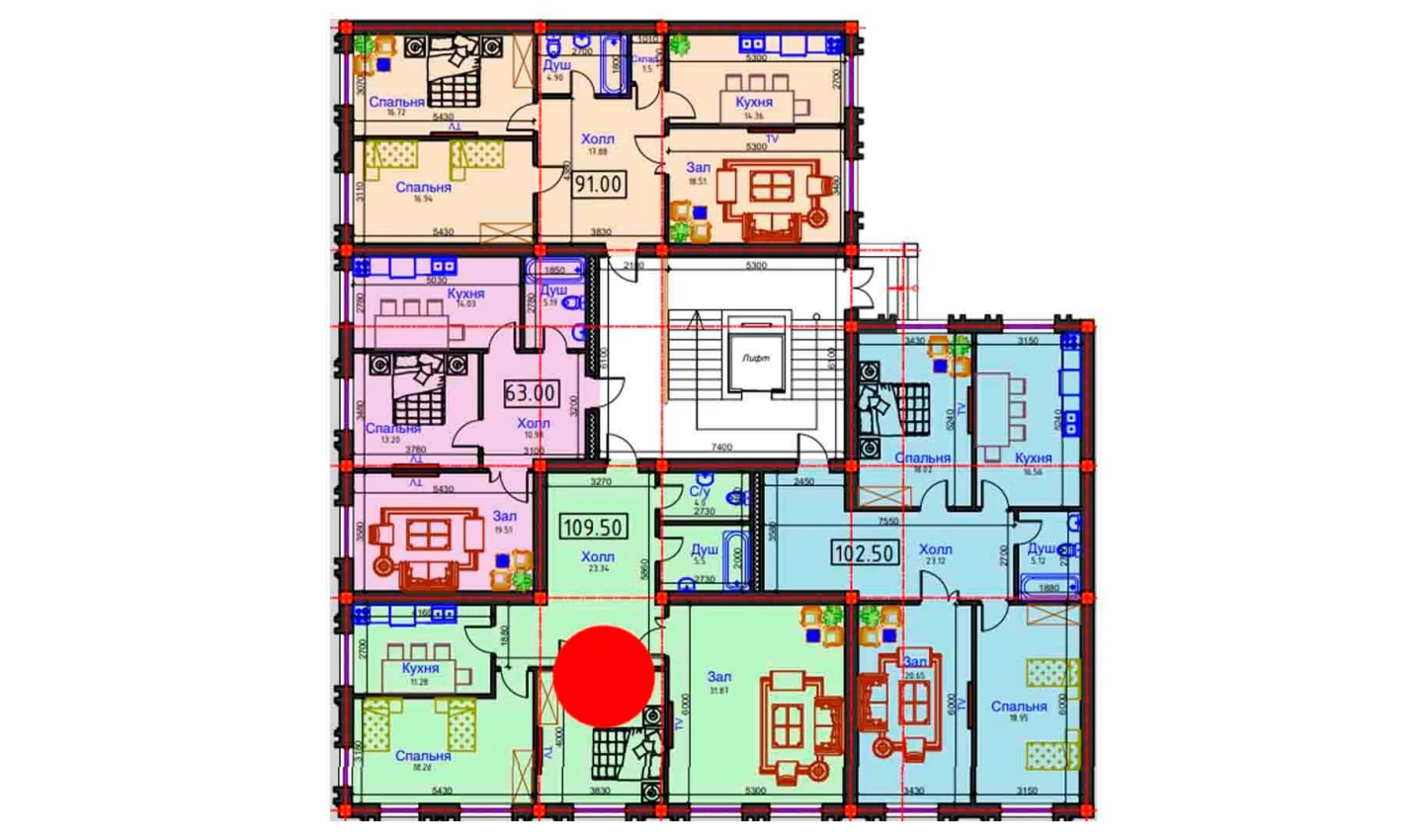 3-комнатная квартира 109.5 м²  1/1 этаж