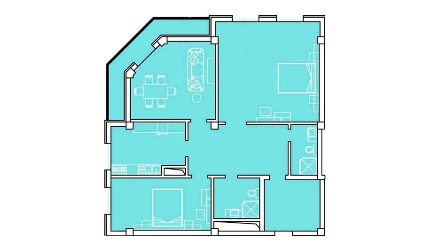 5-комнатная квартира 134.1 м²  4/8 этаж | Жилой комплекс Ziynat Capital