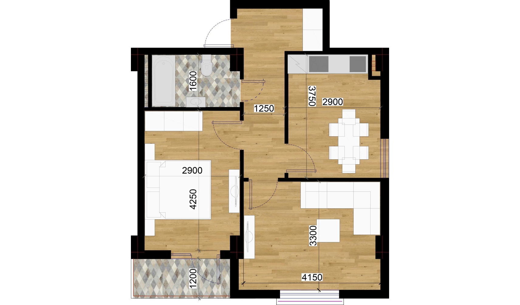 2-комнатная квартира 54.68 м²  7/7 этаж