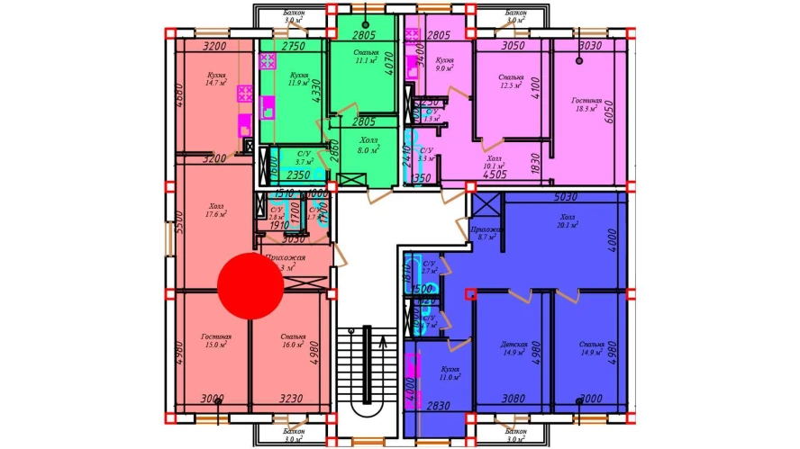 2-комнатная квартира 78.3 м²  2/2 этаж