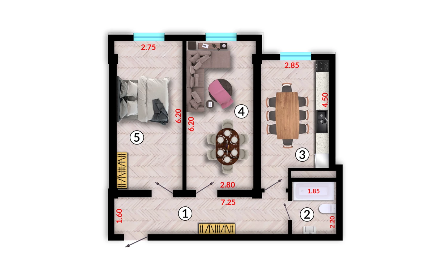 2-комнатная квартира 64.71 м²  10/10 этаж