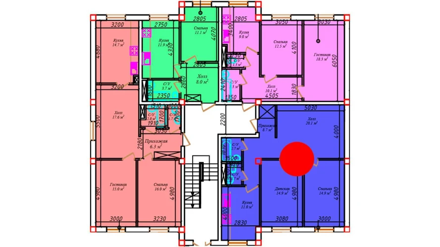 2-комнатная квартира 79.3 м²  1/1 этаж