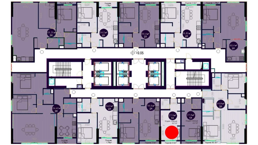 1-комнатная квартира 27.9 м²  3/3 этаж