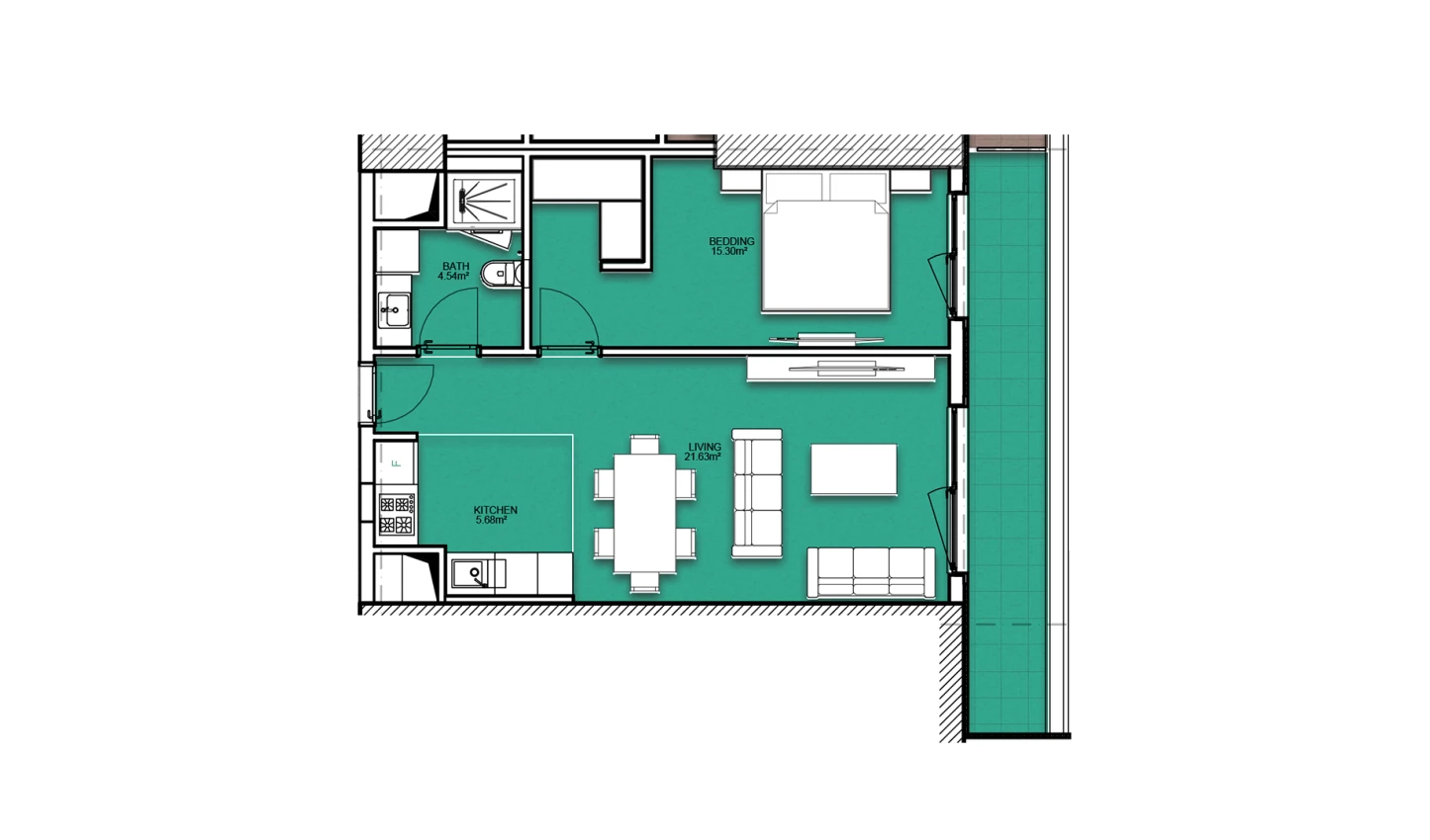 2-комнатная квартира 58.08 м²  9/9 этаж