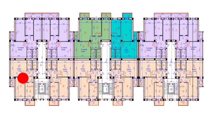 2-комн. квартира 71.6 м²  4/7 этаж | Жилой комплекс G'IJDUVON CITY