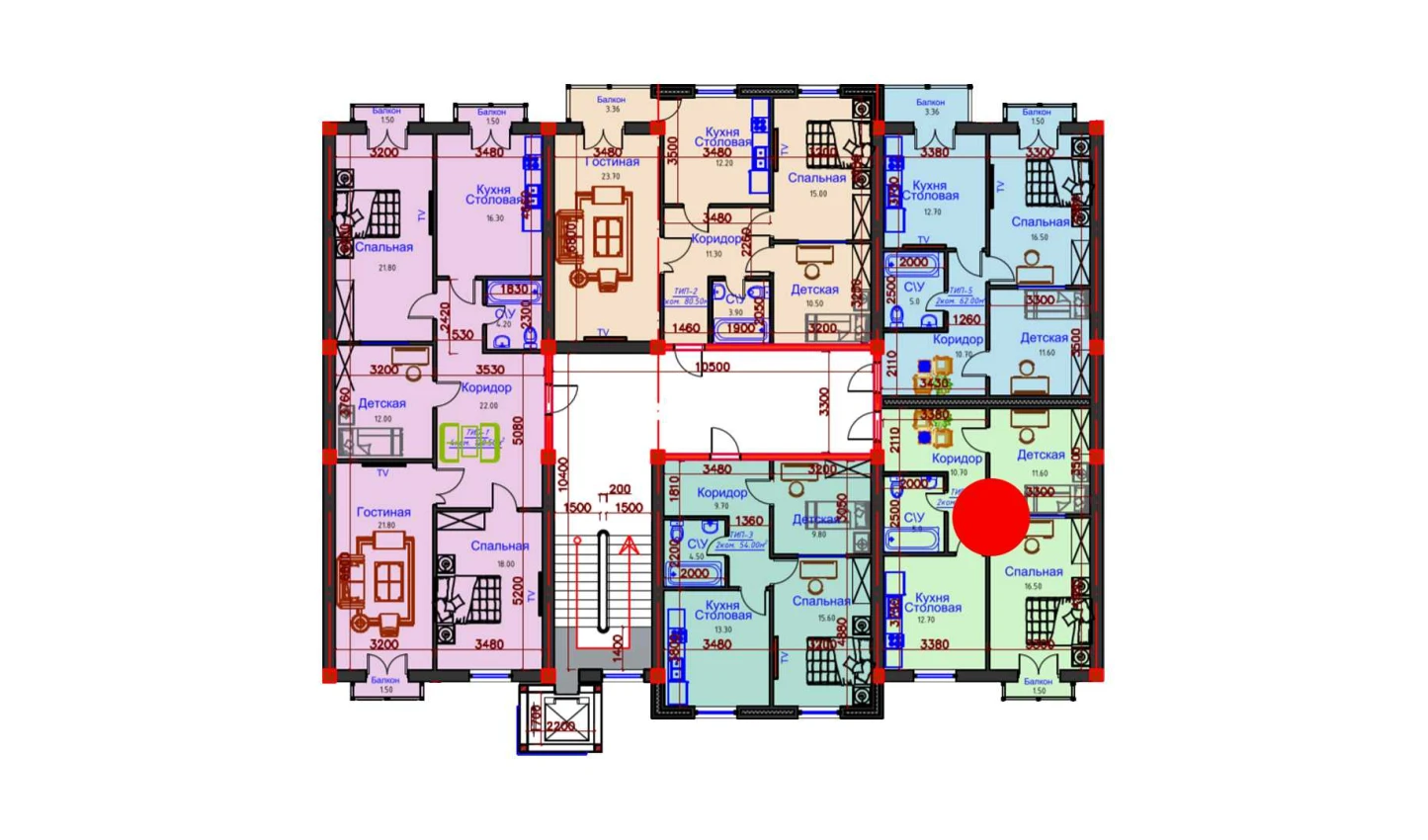 2-комнатная квартира 58.5 м²  9/9 этаж