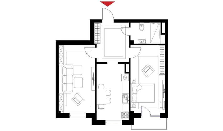 2-xonali xonadon 67.8 m²  4/6 qavat | CHOSHTEPA GARDEN Turar-joy majmuasi