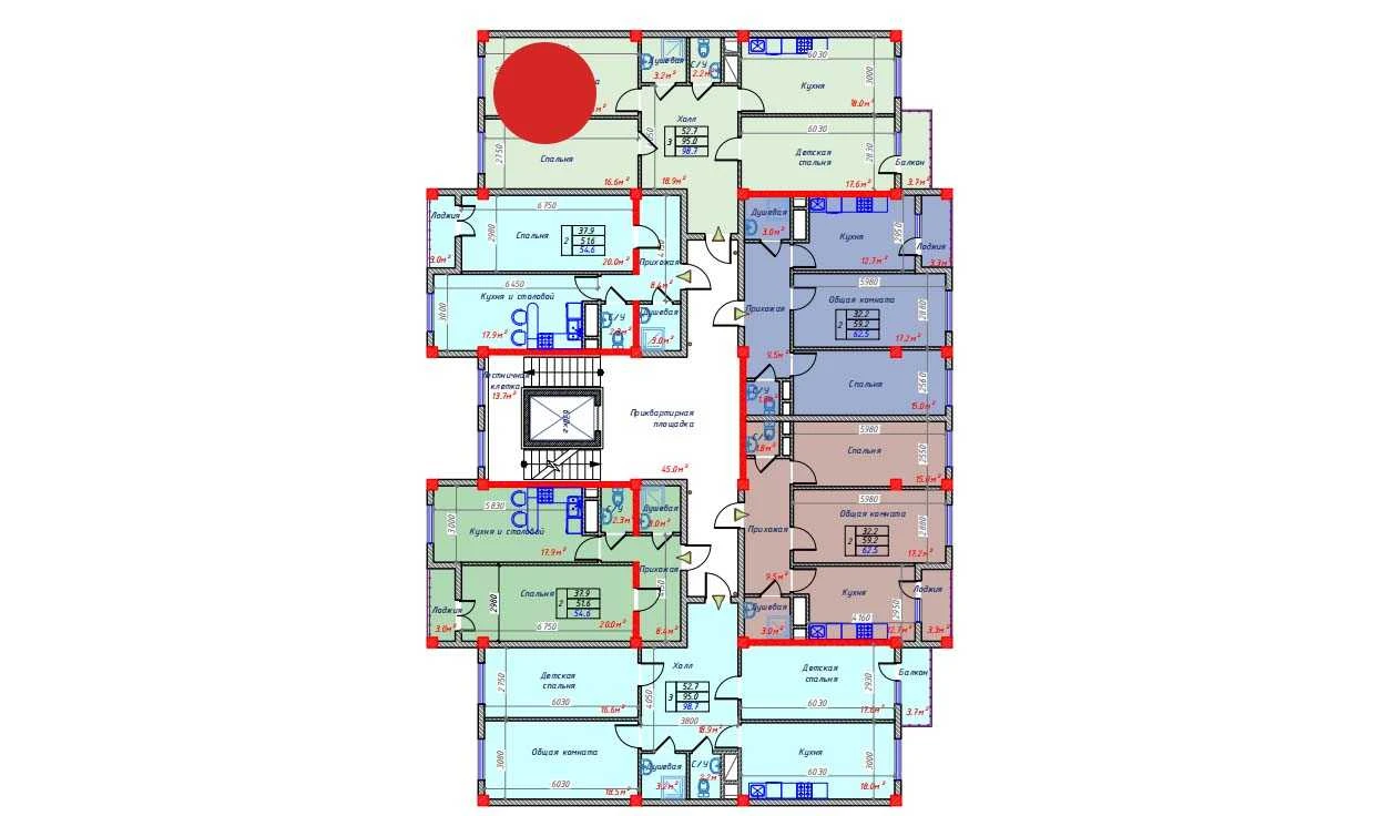 3-комнатная квартира 98.7 м²  9/9 этаж