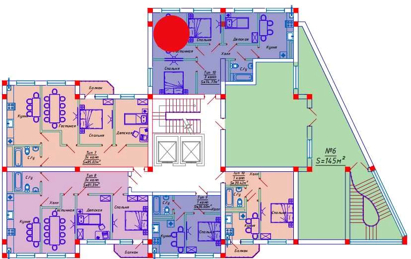 4-комнатная квартира 74.77 м²  2/2 этаж