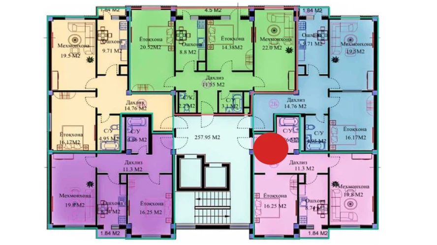 2-комнатная квартира 62.7 м²  12/12 этаж